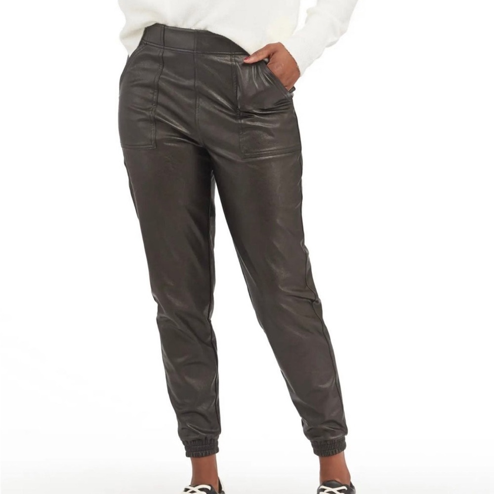 Spanx Womens Black Faux Leather Jogger, Size Small, BRAND NEW WITH TAGS